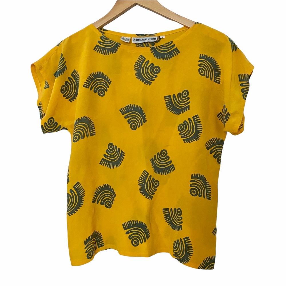 Mary Ann Restivo Vintage Silk Short Sleeve Top